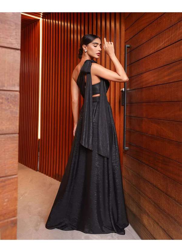 Dot Clothing - Vestido Dot Clothing Longo com Top Preto Preto 7