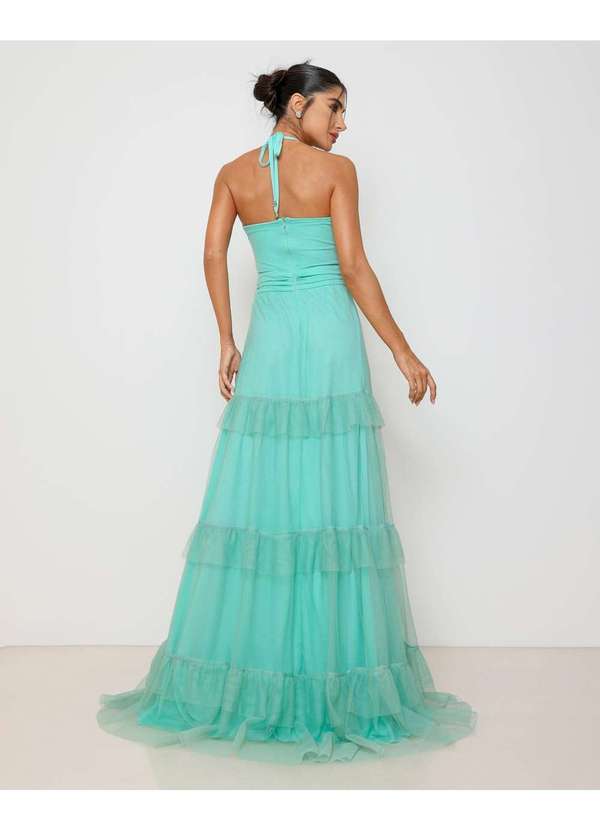 Dot Clothing - Vestido Dot Clothing Longo em Tule e Tiras Verde Verde 2