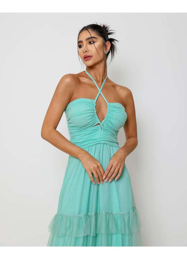 Dot Clothing - Vestido Dot Clothing Longo em Tule e Tiras Verde Verde 5