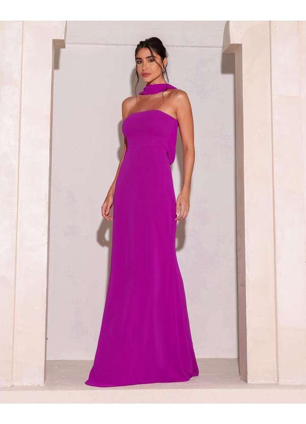 Dot Clothing - Vestido Dot Clothing Longo Fucsia Roxo