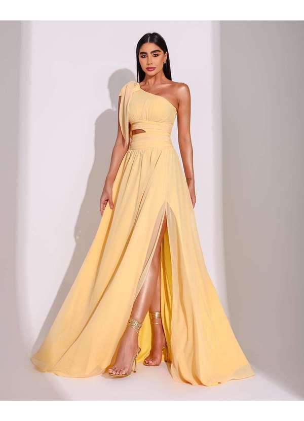 Dot Clothing - Vestido Dot Clothing Longo Laco Amarelo Amarelo