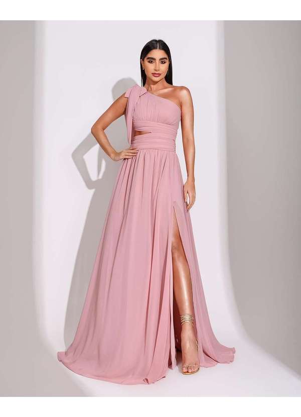 Dot Clothing - Vestido Dot Clothing Longo Laco Rosa Rosa