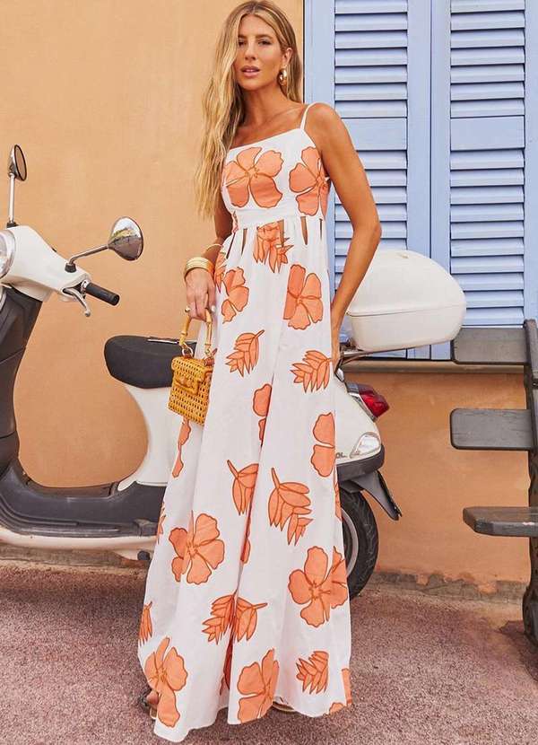 Dot Clothing - Vestido Dot Clothing Longo Magnolia Estampado Estampado