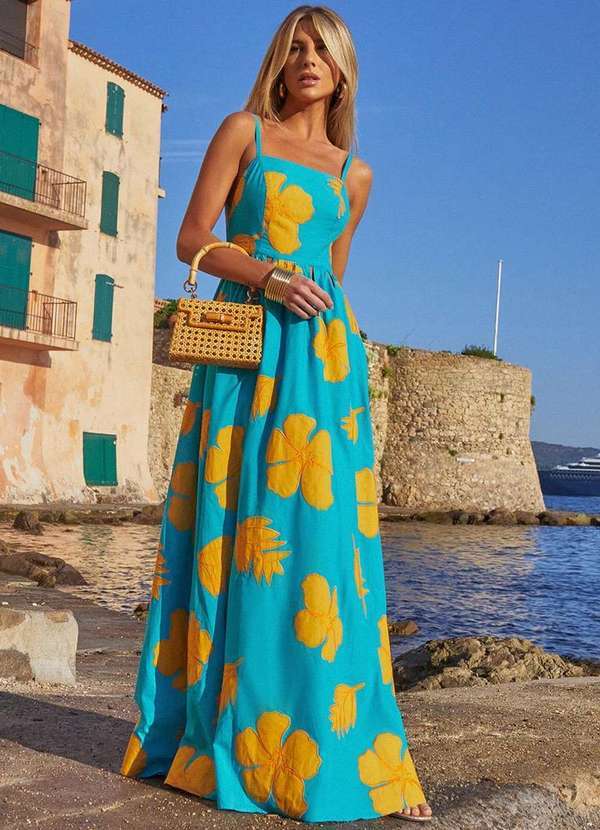 Dot Clothing - Vestido Dot Clothing Longo Magnolia Estampado Estampado