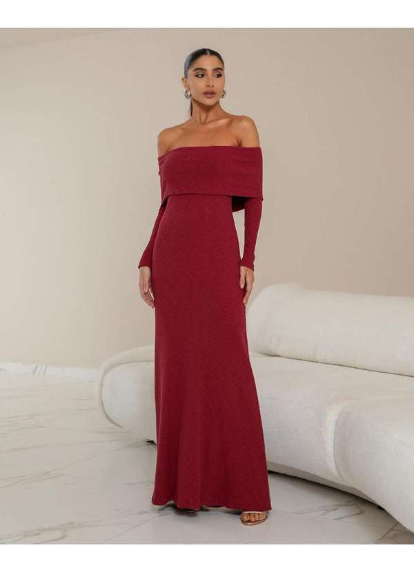 Dot Clothing - Vestido Dot Clothing Longo Ombro a Ombro Vermelho