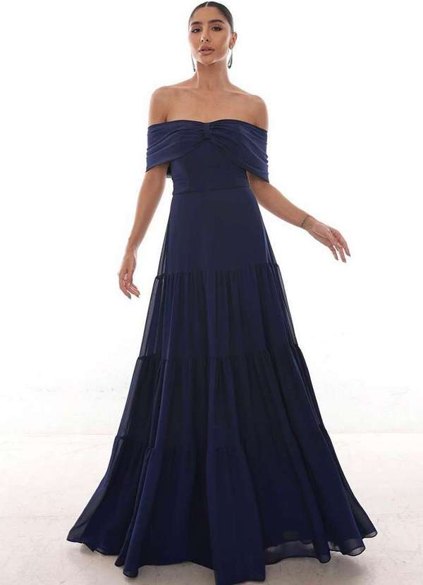 Dot Clothing - Vestido Dot Clothing Longo Ombro a Ombro Azul