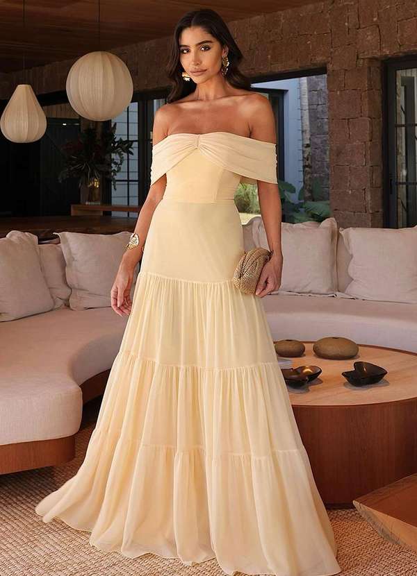 Dot Clothing - Vestido Dot Clothing Longo Ombro a Ombro Amarelo