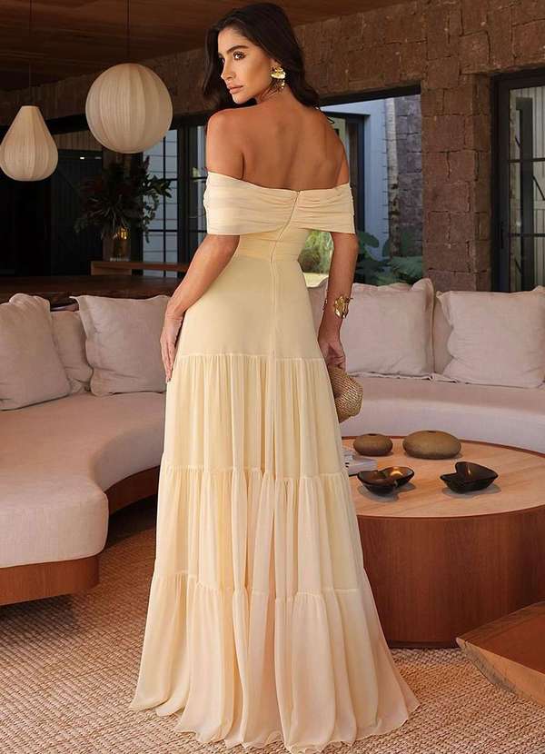 Dot Clothing - Vestido Dot Clothing Longo Ombro a Ombro Amarelo 2