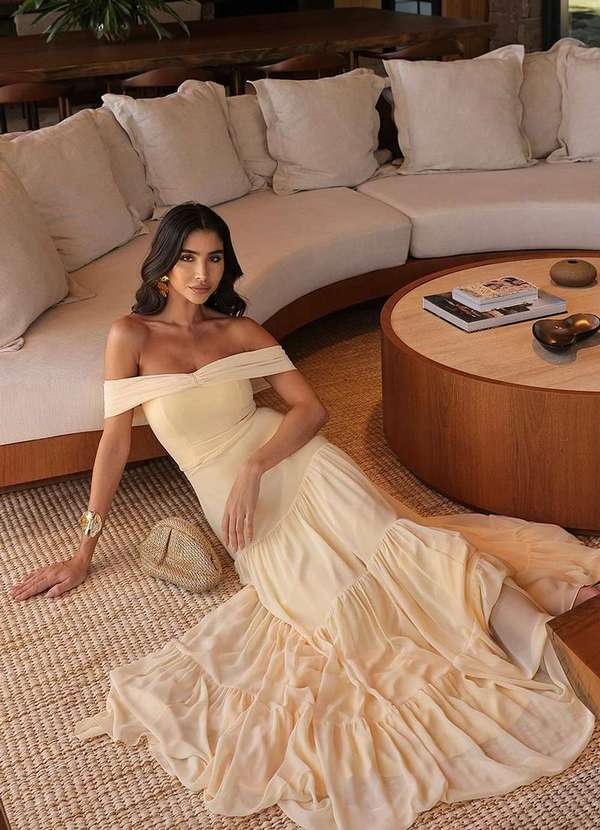 Dot Clothing - Vestido Dot Clothing Longo Ombro a Ombro Amarelo 6