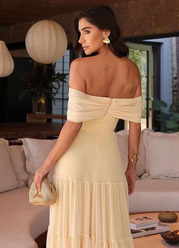 Dot Clothing - Vestido Dot Clothing Longo Ombro a Ombro Amarelo 7