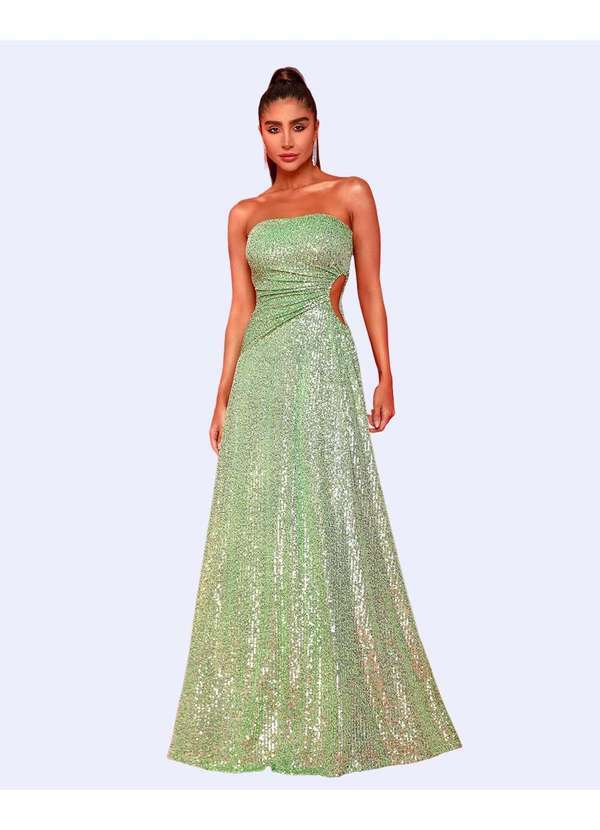 Dot Clothing - Vestido Dot Clothing Longo Paete Tomara que Caia Verde Verde