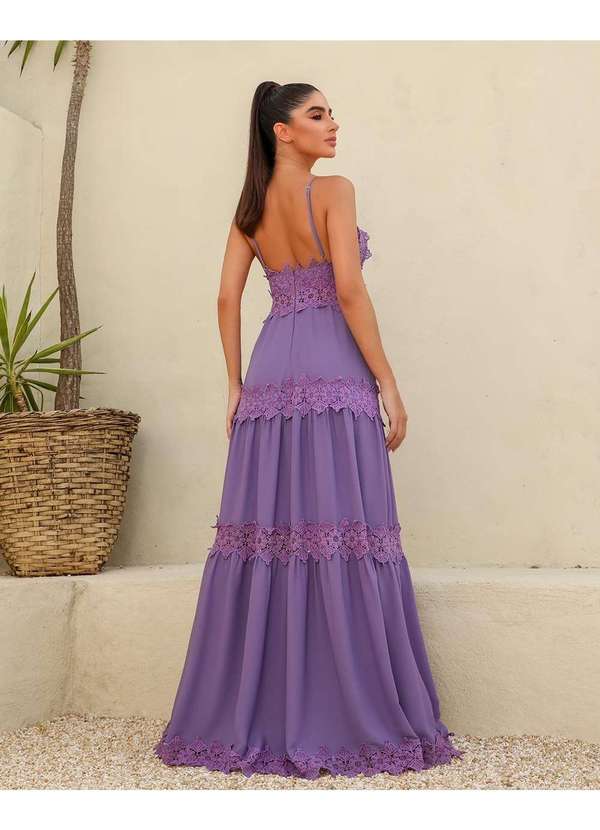 Dot Clothing - Vestido Dot Clothing Longo Renda Lavanda Roxo 3