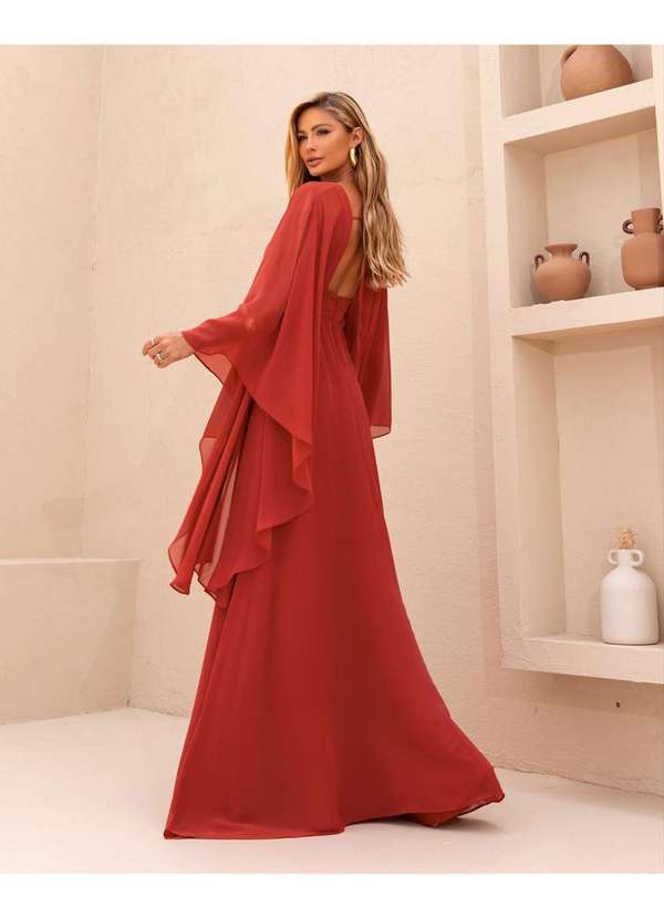 Dot Clothing - Vestido Dot Clothing Longo Terra Marrom 2