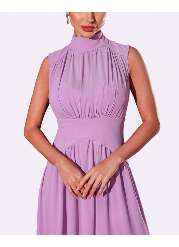 Dot Clothing - Vestido Dot Clothing Longo Tule Lavanda Roxo 4