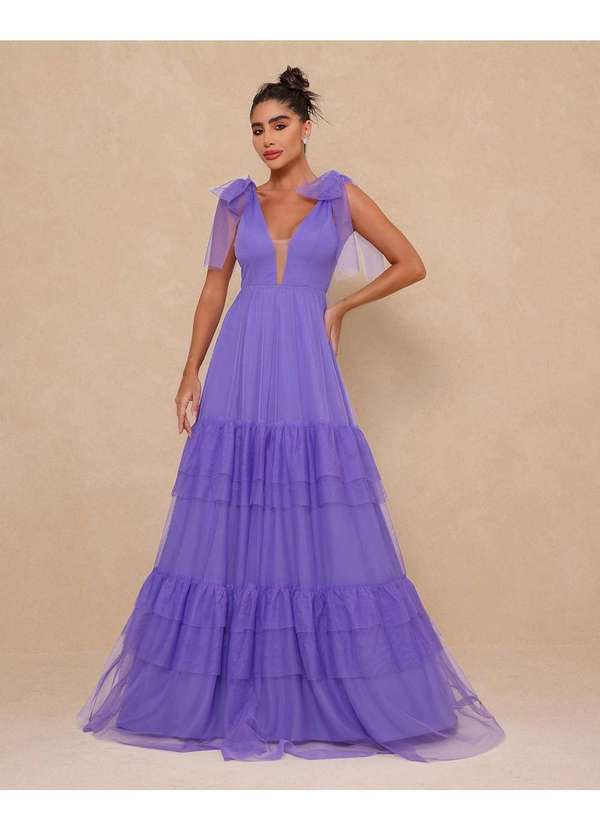 Dot Clothing - Vestido Dot Clothing Longo Tule Lavanda Roxo