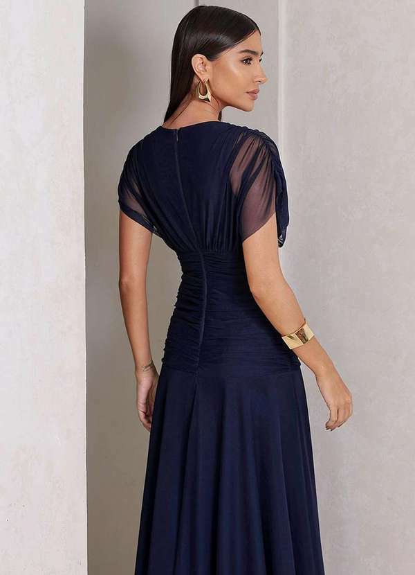 Dot Clothing - Vestido Dot Clothing Longo Tule nos Ombros Azul 5