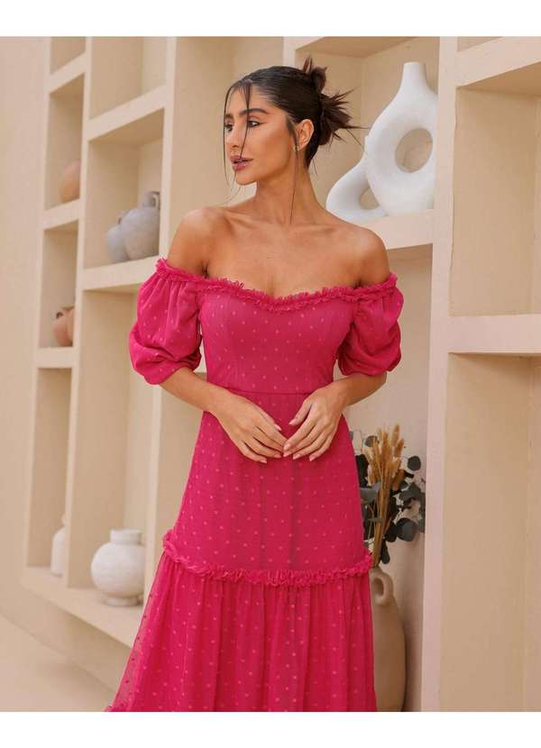 Dot Clothing - Vestido Dot Clothing Longo Tule Pink Rosa 3
