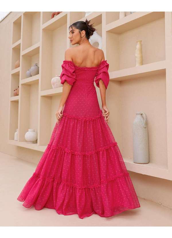 Dot Clothing - Vestido Dot Clothing Longo Tule Pink Rosa 4
