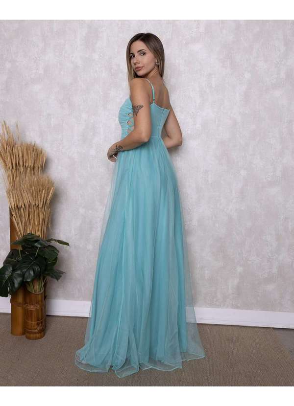 Dot Clothing - Vestido Dot Clothing Longo Vazado Lateral Azul 2