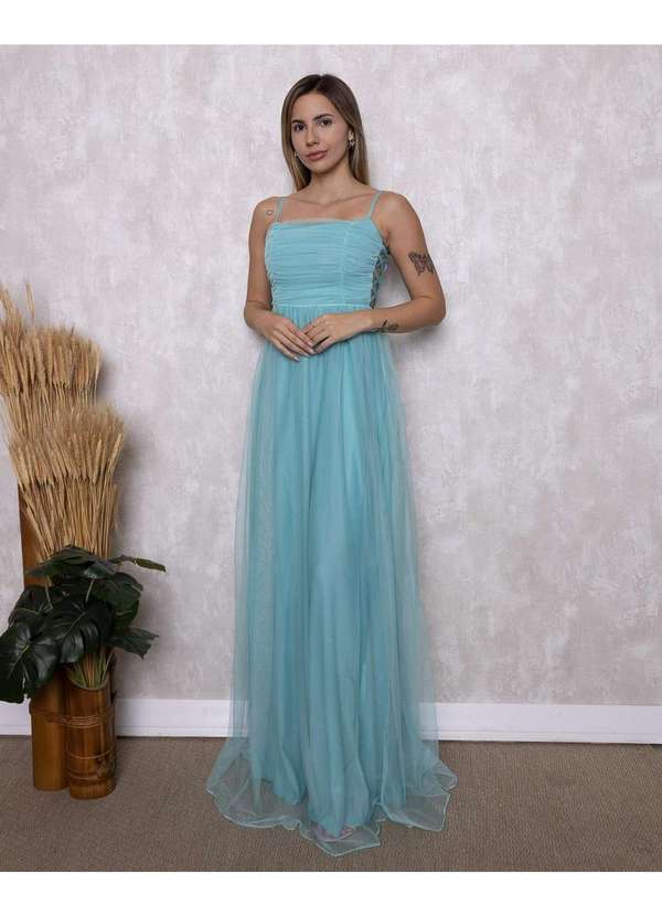 Dot Clothing - Vestido Dot Clothing Longo Vazado Lateral Azul 4