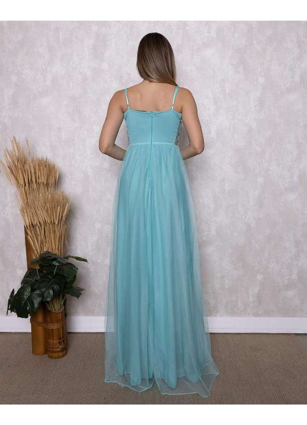 Dot Clothing - Vestido Dot Clothing Longo Vazado Lateral Azul 5