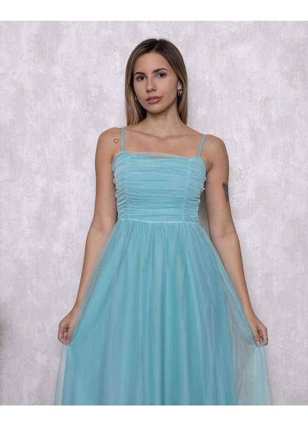 Dot Clothing - Vestido Dot Clothing Longo Vazado Lateral Azul 6