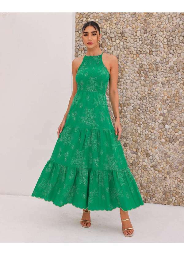 Dot Clothing - Vestido Dot Clothing Longuete Laise Verde Verde