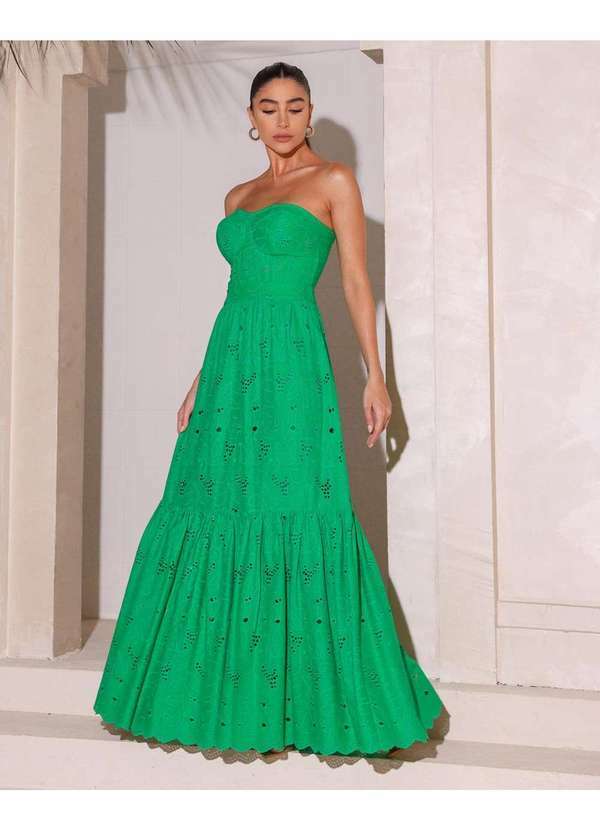Dot Clothing - Vestido Dot Clothing Longuete Linho Verde Verde
