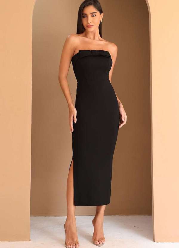 Dot Clothing - Vestido Dot Clothing Longuete Tqc Preto Preto