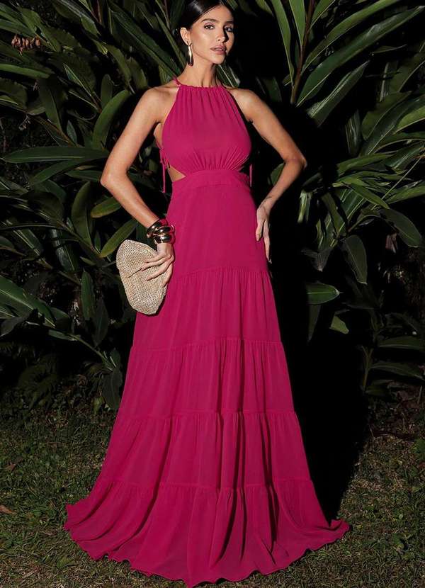 Dot Clothing - Vestido Dot Clothing Luna Longo Rosa