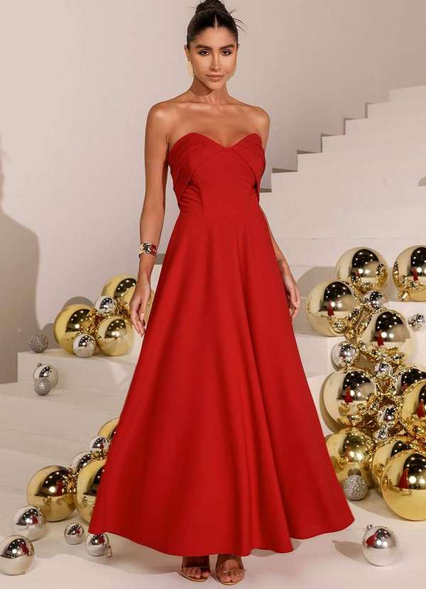 Dot Clothing - Vestido Dot Clothing Malu Tqc Longuete Vermelho