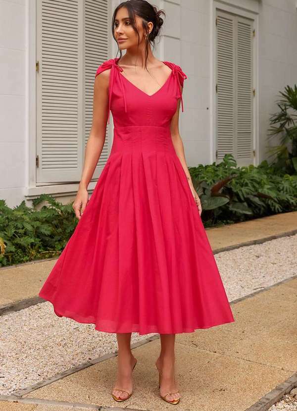 Dot Clothing - Vestido Dot Clothing Midi Agatha Vermelho