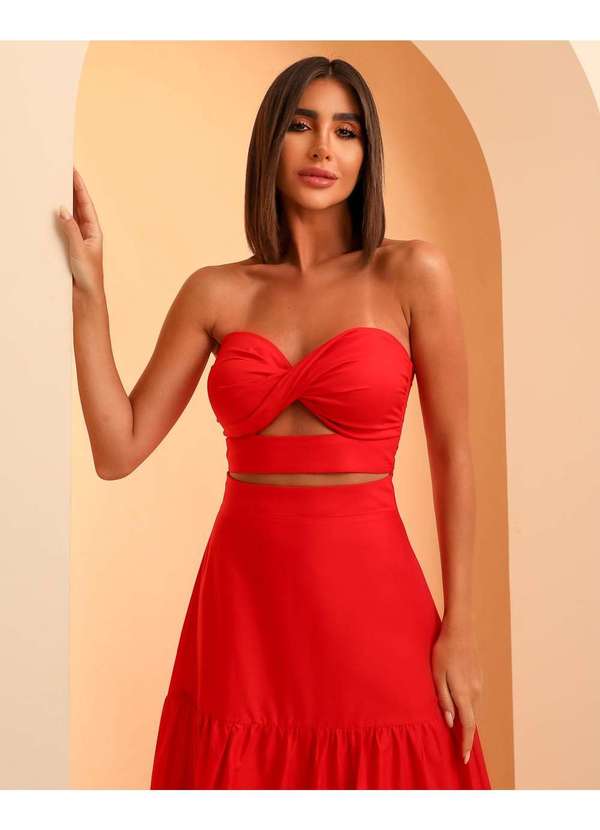 Dot Clothing - Vestido Dot Clothing Midi Tomara que Caia Vermelho Vermelho 4