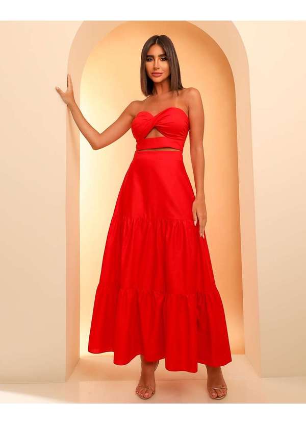 Dot Clothing - Vestido Dot Clothing Midi Tomara que Caia Vermelho Vermelho 5