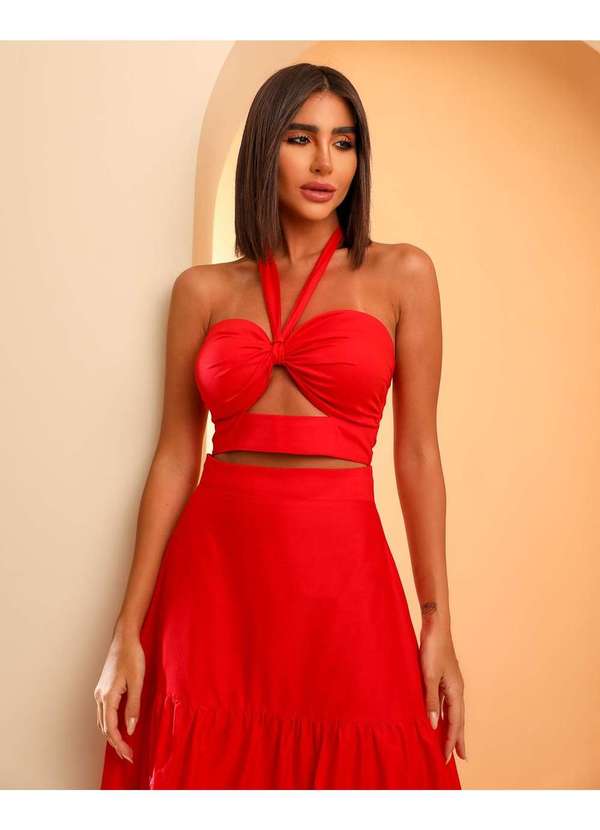 Dot Clothing - Vestido Dot Clothing Midi Tomara que Caia Vermelho Vermelho 6