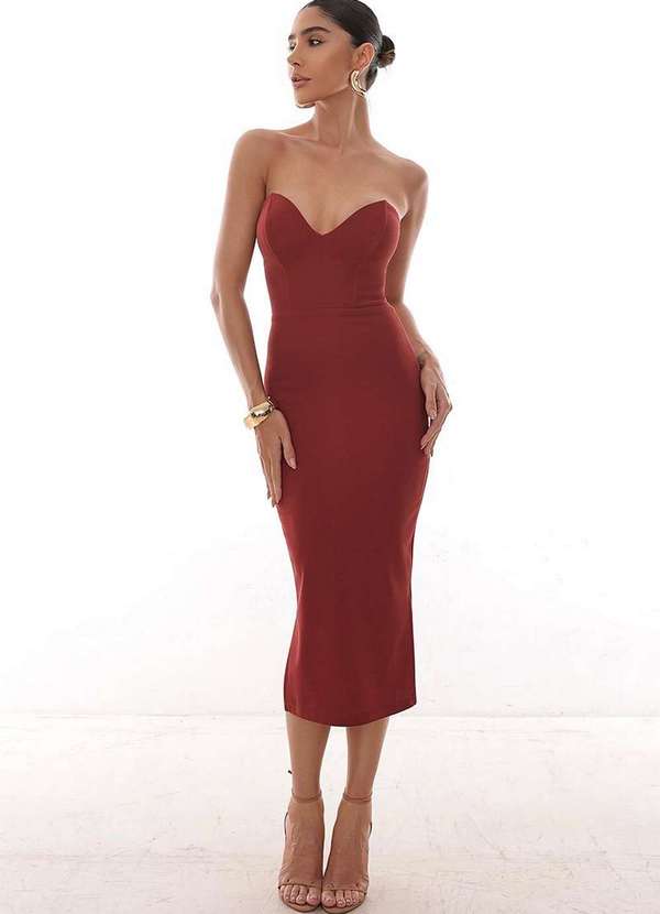 Dot Clothing - Vestido Dot Clothing Midi Tqc Vermelho