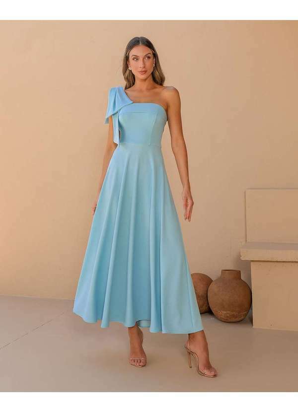 Dot Clothing - Vestido Dot Clothing Midi um Ombro So Azul
