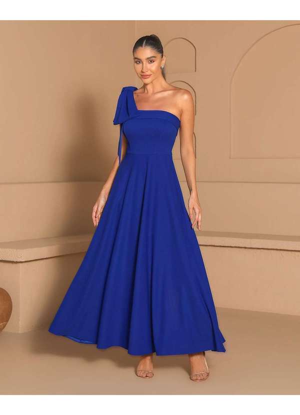 Dot Clothing - Vestido Dot Clothing Midi um Ombro So Azul