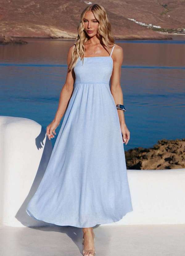 Dot Clothing - Vestido Dot Clothing Mirabel Longuete Listrado Azul