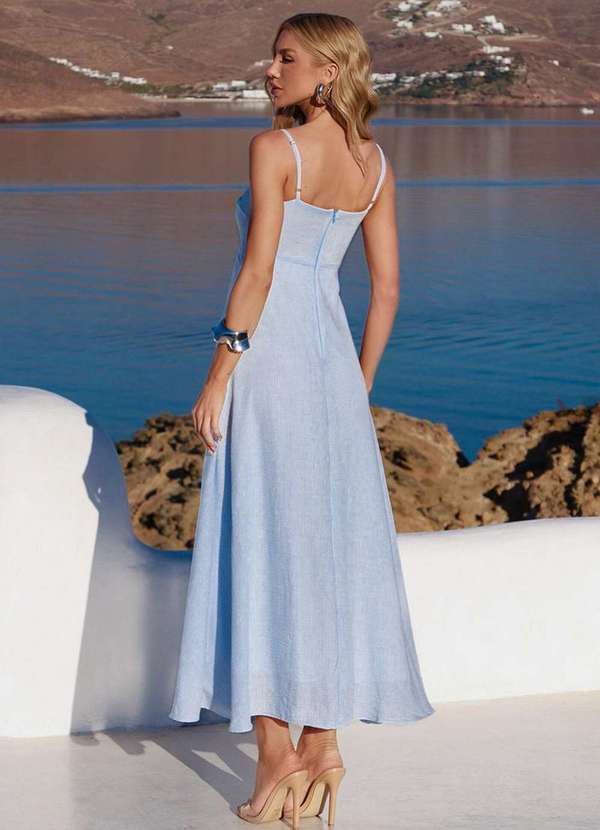 Dot Clothing - Vestido Dot Clothing Mirabel Longuete Listrado Azul 2