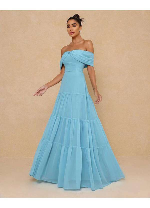 Dot Clothing - Vestido Dot Clothing Ombro a Ombro Azul Azul