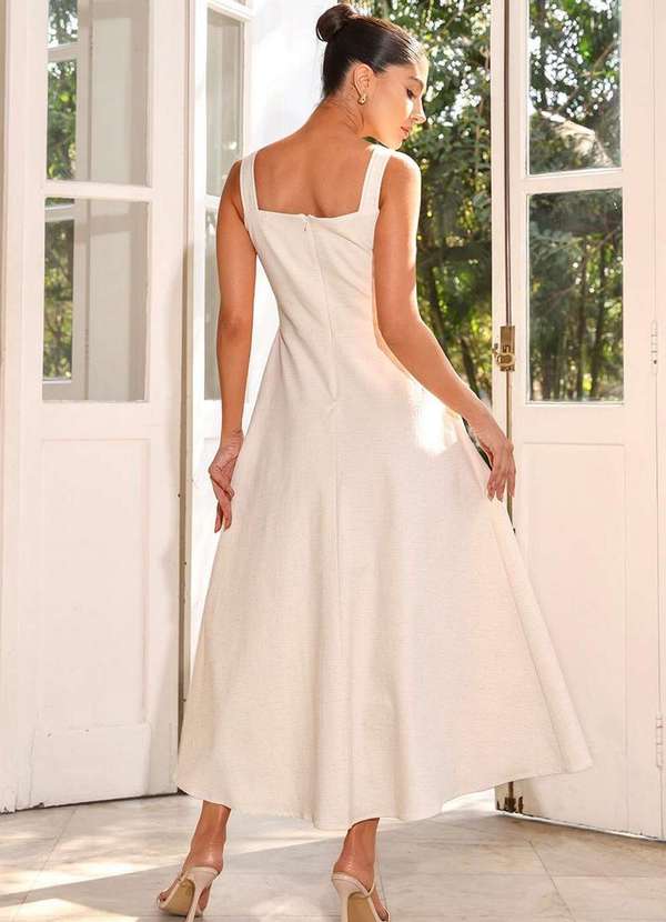 Dot Clothing - Vestido Dot Clothing Paula Midi Bege 2