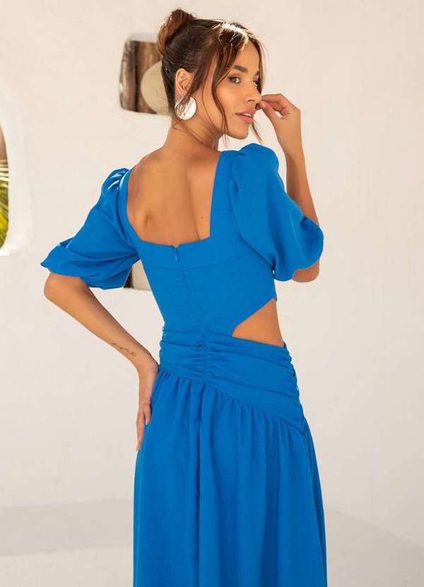 Dot Clothing - Vestido Dot Clothing Rebeca Manga Bufante Azul 6