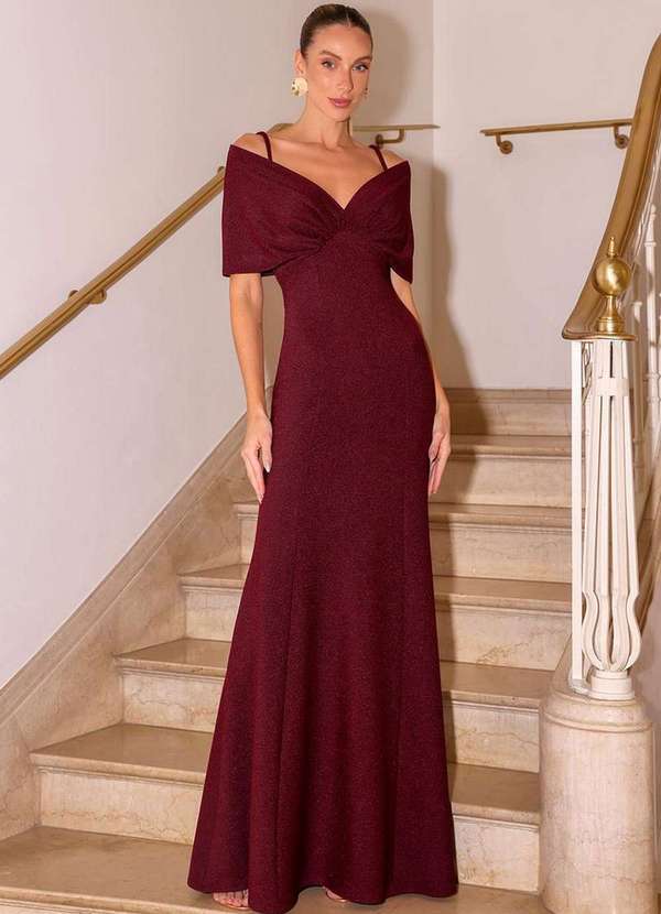 Dot Clothing - Vestido Dot Clothing Roberta Lurex Vermelho