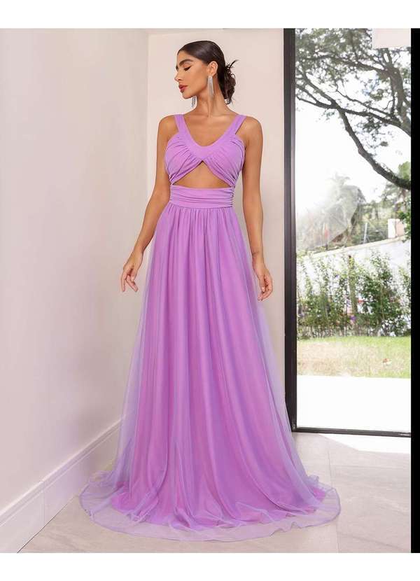 Dot Clothing - Vestido Dot Clothing Vazado na Cintura Lavanda Rosa