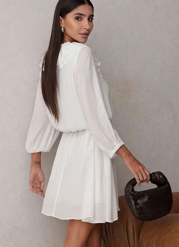 Miss Misses - Vestido Evelyn Sobreposicao Manga Longa Branco 4