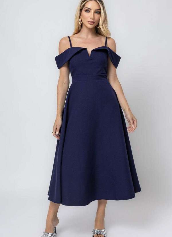 Miss Misses - Vestido Flavia Ombro a Ombro C/Alca Azul