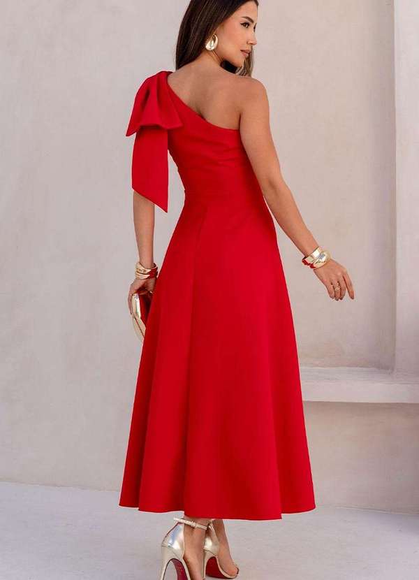 Miss Misses - Vestido Glaucia um Ombro So C/Laco Vermelho 4