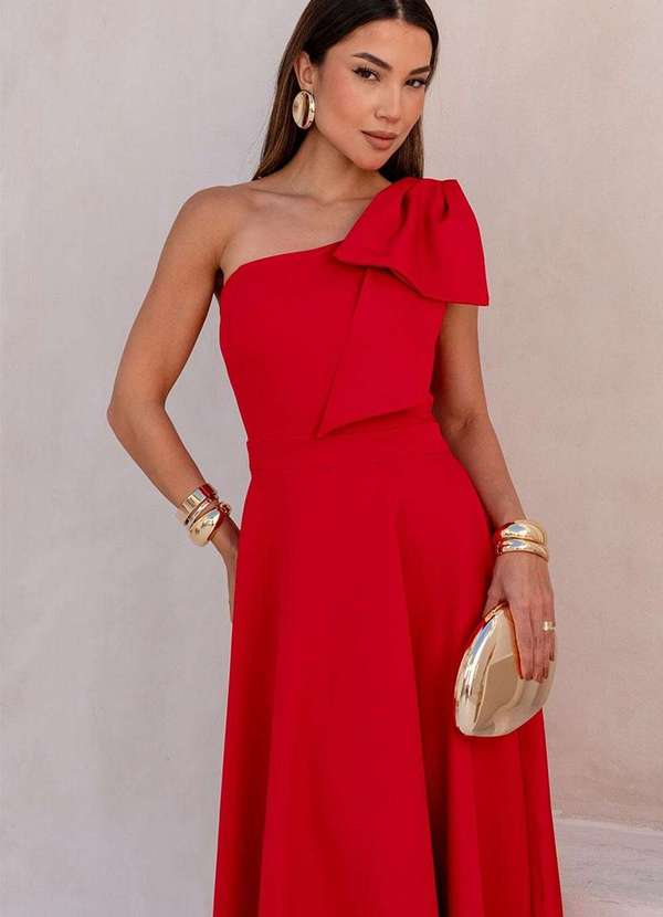 Miss Misses - Vestido Glaucia um Ombro So C/Laco Vermelho 6