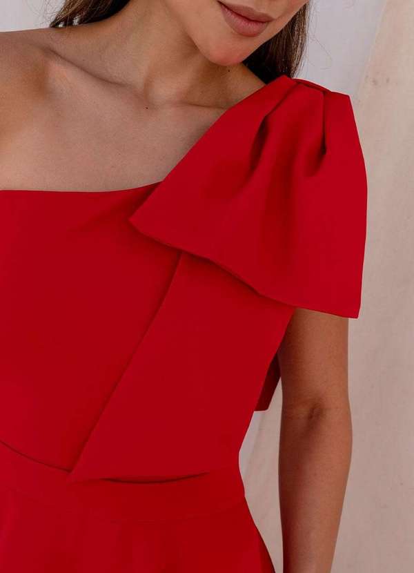 Miss Misses - Vestido Glaucia um Ombro So C/Laco Vermelho 9